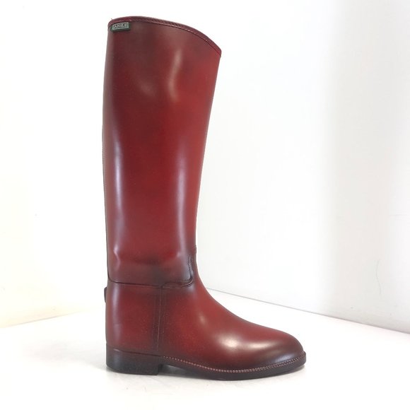 NWT Aigle Womens "Start" Equestrian Rain Boots in Rouge, Medium Calf Width - Picture 4 of 8